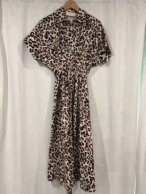 EXQUISE Leopard Print Midi Dress - Beige & Black -